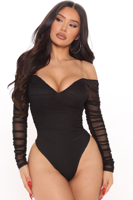 A Hot Mesh Bodysuit - Black